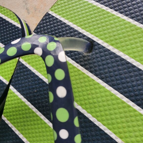 Vera Bradley Women's Blue Green White Luck Stripe Flip Flops Size 10 NWOT - Picture 7 of 12